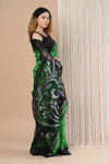 Pure Matka Silk Handloom Jamdhani  with Shibori Tie & Dye (with Silk Mark) ~ Green