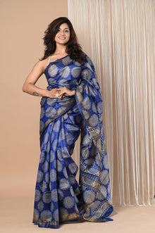  Exclusive Handloom Pure Tussar Silk Saree By Khadigram Certified Weavers ~ Blue
