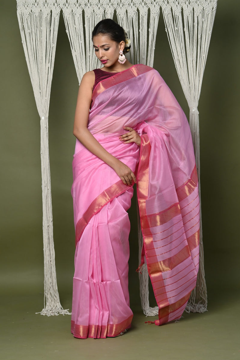 Silver Sleek Finish Handloom Saree