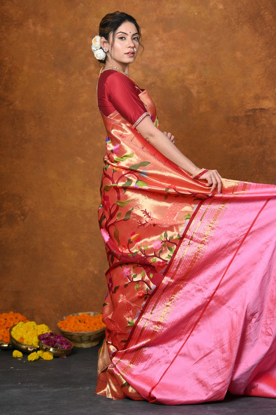 Premium! Masterpiece Handloom All Over Zari Pure Silk Paithani Saree