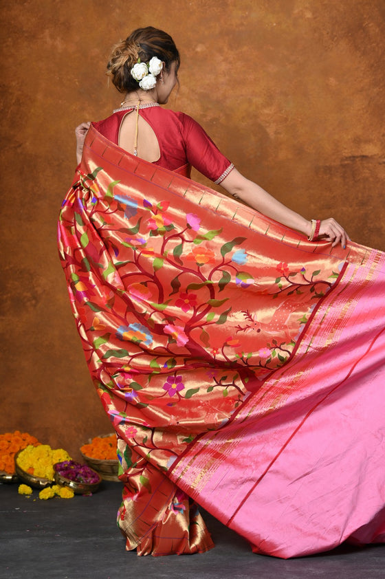 Premium! Masterpiece Handloom All Over Zari Pure Silk Paithani Saree (3 months weaving)