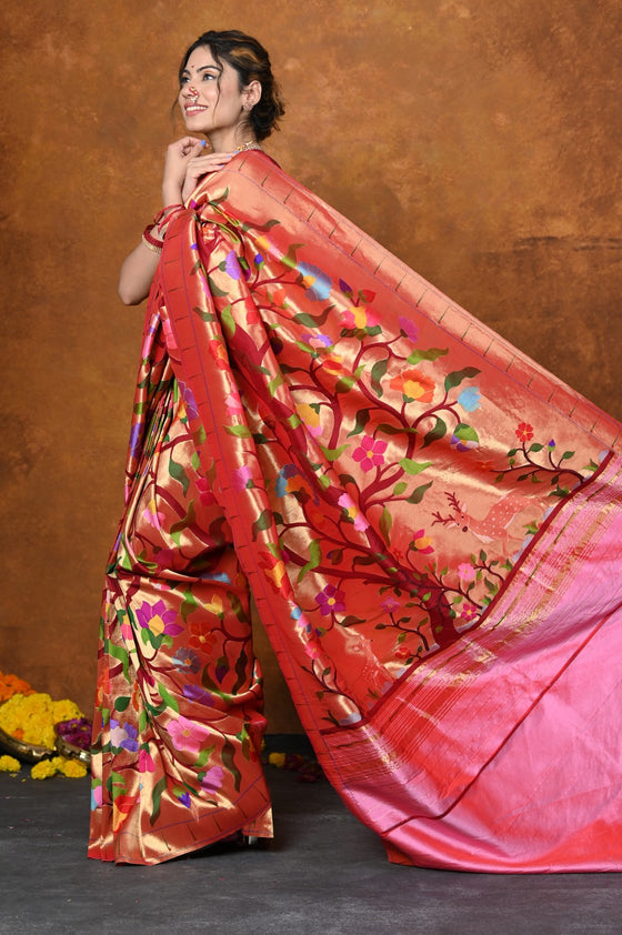 Premium! Masterpiece Handloom All Over Zari Pure Silk Paithani Saree