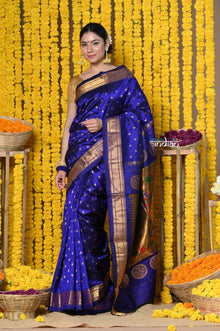  Topselling Rajsi~ Handloom Pure Maharani Paithani with all over Dense Buttis~ Royal Blue