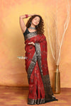 Mastaani ~ Modal Silk Ajrakh Handblock Printed Natural Dyes With Designer Border - Red