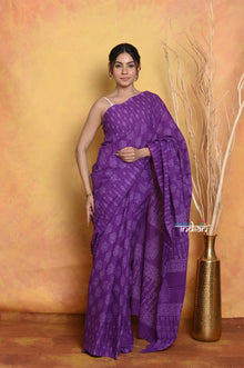  Mastaani ~  Printed Cotton Saree With Natural Dyes - Purple