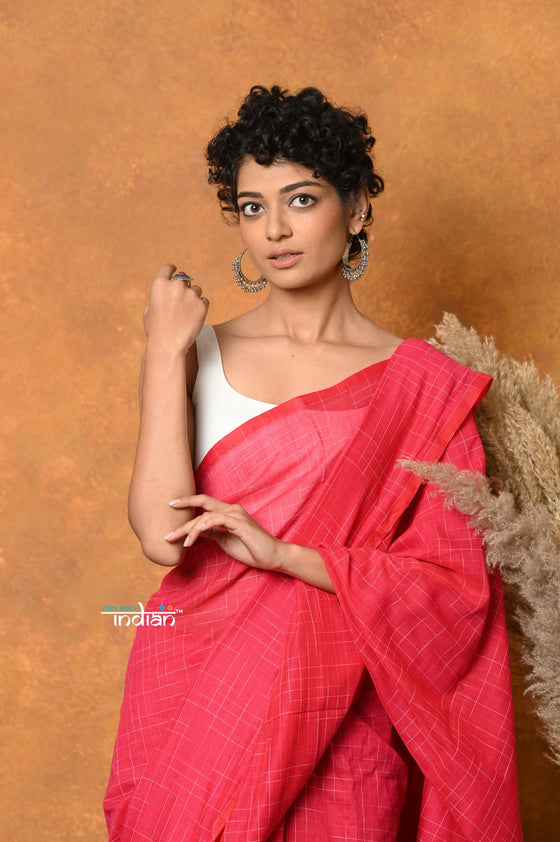 Mastaani ~ Mul Cotton Khadi Design Handloom Woven Saree - Pink