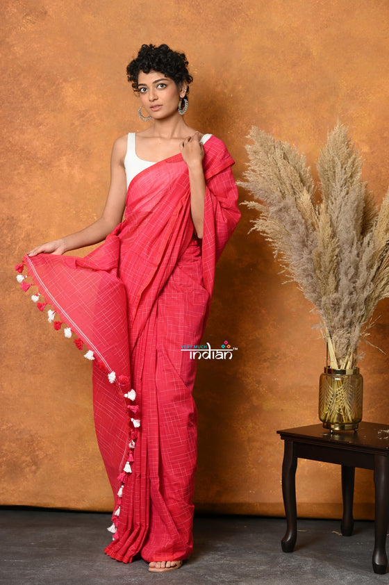 Mastaani ~ Mul Cotton Khadi Design Handloom Woven Saree - Pink