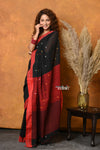 Mastaani ~ Pure Cotton Handloom Saree with Buttis & Sleek Border - Black