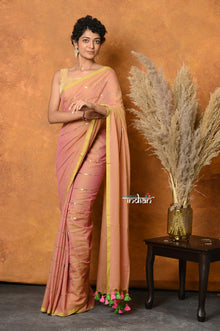  Mastaani ~ Designer Mul Cotton Handloom Saree with Sequins - Peach