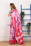 EXCLUSIVE! Handmade Tie and Dye Cotton Cerise Pink Saree By Women Weavers