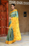 Elegant Pure Silk Handloom - Maharani Paithani in Elegant Teal Blue with Rich Sunshine Yellow Silk Border