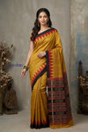 Bengal Gatha ~ Handloom Gicha Tussar Silk Saree with Digital Print in Yellow Black