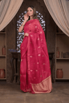 Kashi ~ Handloom Pure Silk High Quality Kora Saree in Rani Pink with Buttis (Silk Mark Certified)