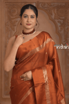 Festive Edit! Ganga Ghat ~ Handloom Pure Tussar Silk Saree in Rust Orange (Silk Mark Certified)