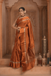 Festive Edit! Ganga Ghat ~ Handloom Pure Tussar Silk Saree in Rust Orange (Silk Mark Certified)
