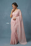 Festive Edit! Handloom Pure Organza Silk Saree with Hand Embroidery in Peach