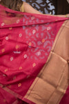 Kashi ~ Handloom Pure Silk High Quality Kora Saree in Rani Pink with Buttis (Silk Mark Certified)