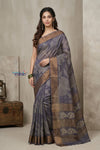 Bengal Gatha ~ Handloom Tussar Silk Saree with Digital Print in Grey