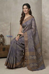 Bengal Gatha ~ Handloom Tussar Silk Saree with Digital Print in Grey