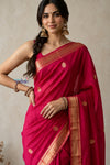 Tarang 2.0 ~ Designer Handloom Cotton Silk Saree in Magenta Pink