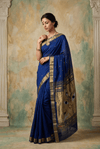 Virasat 2.0 ~ Handloom Pure Cotton Paithani With Designer Maa Durga Pallu ~ Royal Blue