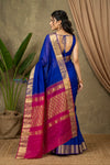 Chandani Chanderi ~  Handloom Chanderi Silk Saree with Motifs in Royal Blue Pink