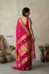 Tarang 2.0 ~ Designer Handloom Cotton Silk Saree in Magenta Pink