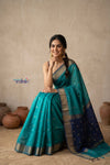 Tarang 2.0 ~ Designer Handloom Cotton Silk Saree in Ocean Blue