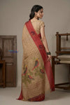 Bengal Gatha ~ Handloom Linen Saree in Beige and Red
