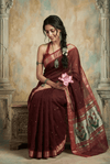 Virasat 2.0 ~ Handloom Pure Cotton Paithani With Designer Asawali Pallu ~ Maroon