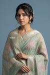 Festive Edit! Handloom Pure Organza Silk Saree with Hand Embroidery in Sage Green