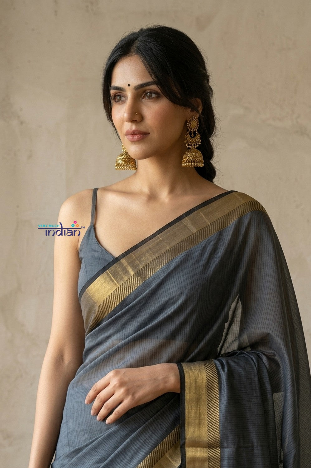 Tarang 2.0 ~ Designer Handloom Cotton Silk Saree in Starlight Grey