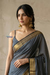 Tarang 2.0 ~ Designer Handloom Cotton Silk Saree in Starlight Grey