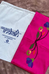 Designed by VMI - Blouse Fabric - Handloom Pure Silk -Fuscia Pink with Flower Motifs