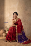 Tarang 2.0 ~ Designer Handloom Cotton Silk Saree in Red and Purple