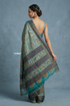 Festive Edit! Handloom Pure Tussar Silk Saree in Ocean Blue With Surface Work (Silk Mark Certified)