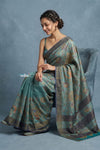 Festive Edit! Handloom Pure Tussar Silk Saree in Ocean Blue With Surface Work (Silk Mark Certified)