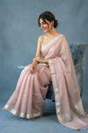 Festive Edit! Handloom Pure Tissue Silk Saree in Blush Pink (Silk Mark Certified)