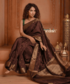 Festive Edit! Ganga Ghat ~ Handloom Pure Silk Chiniya Saree in Coffee Brown (Silk Mark Certified)