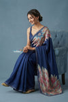 Festive Edit! Handloom Pure Tussar Silk Saree in Indigo Blue (Silk Mark Certified)
