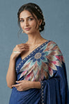 Festive Edit! Handloom Pure Tussar Silk Saree in Indigo Blue (Silk Mark Certified)