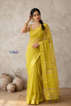 Chandani Chanderi ~ Handloom Chanderi Silk Saree with Motifs in Mustard Yellow - verymuchindian.com Chandani Chanderi~ Designer Handloom Pure Chanderi Cotton Silk Saree in Lime Yellow
