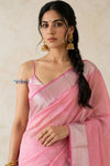 Tarang 2.0 ~ Designer Handloom Cotton Silk Saree in Powder Pink