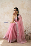 Tarang 2.0 ~ Designer Handloom Cotton Silk Saree in Powder Pink