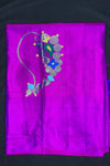 Designed by VMI - Blouse Fabric - Handloom Pure Silk -Gleaming Violet with Nath Motifs