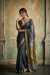 Virasat 2.0 ~ Handloom Pure Cotton Paithani With Designer Zari Pallu ~ Grey