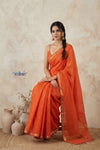 Tarang 2.0 ~ Designer Handloom Cotton Silk Saree in Salient Orange