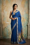 Virasat 2.0 ~ Handloom Pure Cotton Paithani With Asawali Pallu ~ Royal Blue