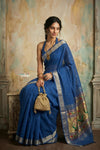 Virasat 2.0 ~ Handloom Pure Cotton Paithani With Asawali Pallu ~ Royal Blue
