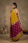 Tarang 2.0 ~ Designer Handloom Cotton Silk Saree in Mustard Yellow and Pink